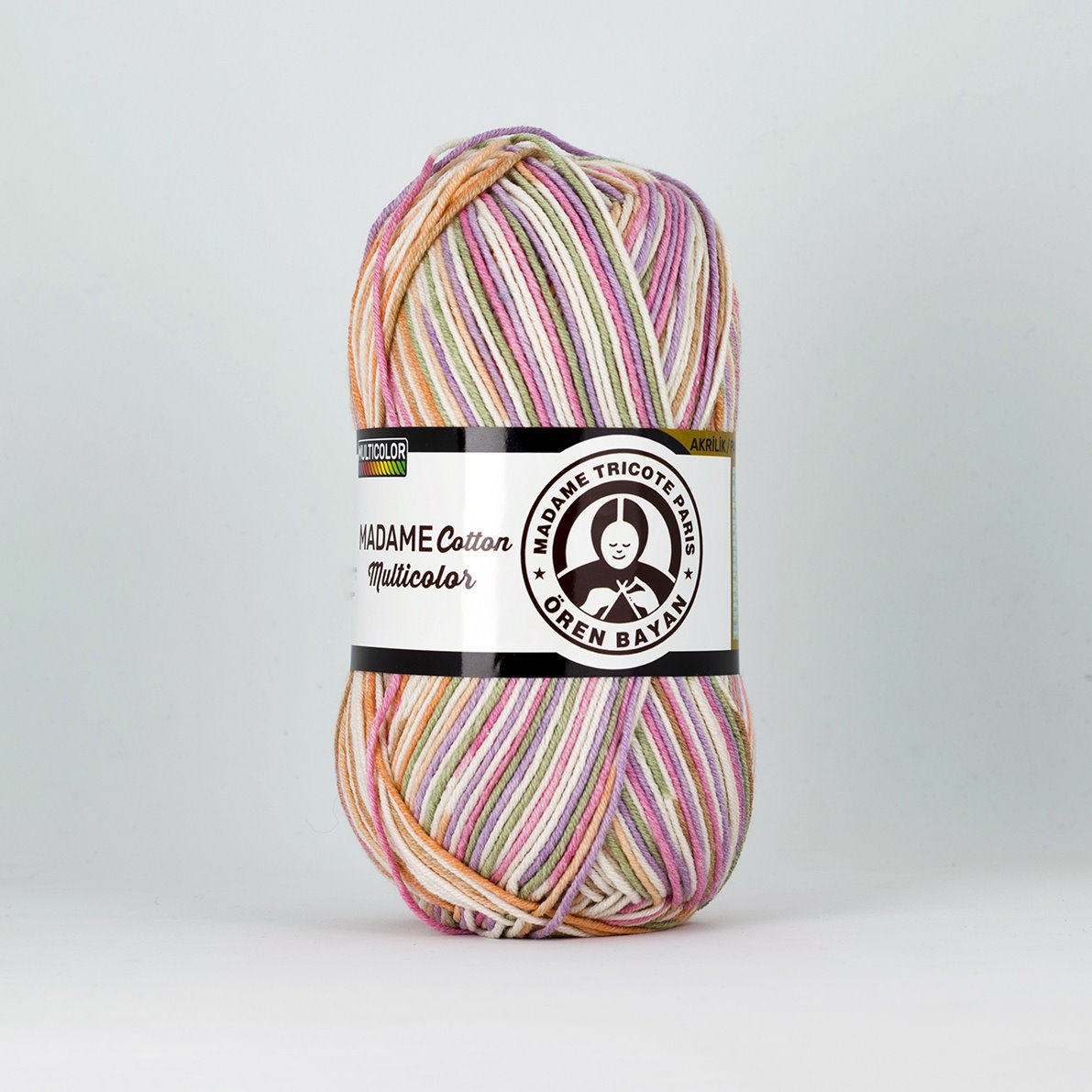 Renkli Pamuk Karışımlı İplik 3x100g – Canlı Desenli Projeler İçin – Madame Cotton Multicolour #451