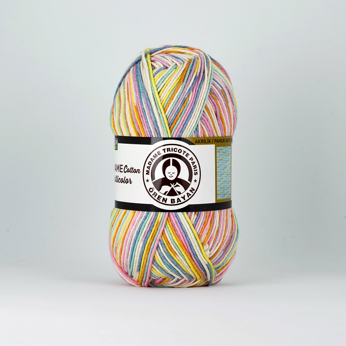 Renkli Pamuk Karışımlı İplik 3x100g – Canlı Desenli Projeler İçin – Madame Cotton Multicolour #441