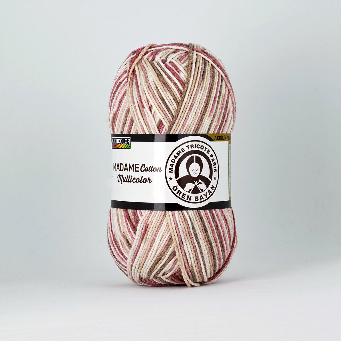 Renkli Pamuk Karışımlı İplik 3x100g – Canlı Desenli Projeler İçin – Madame Cotton Multicolour #446