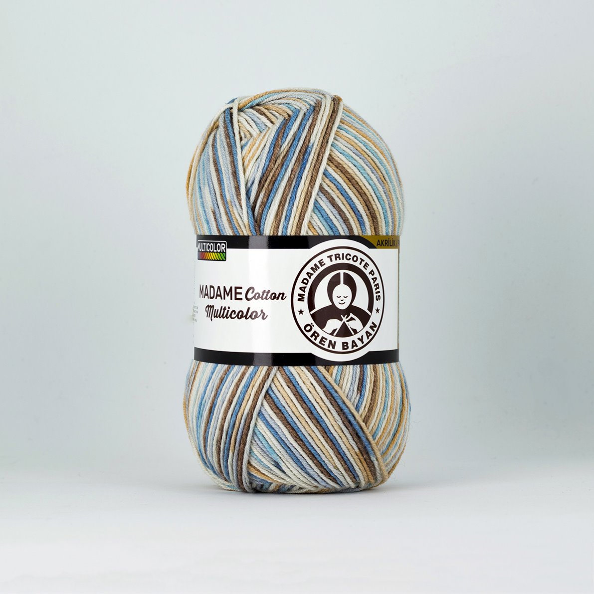 Renkli Pamuk Karışımlı İplik 3x100g – Canlı Desenli Projeler İçin – Madame Cotton Multicolour #448