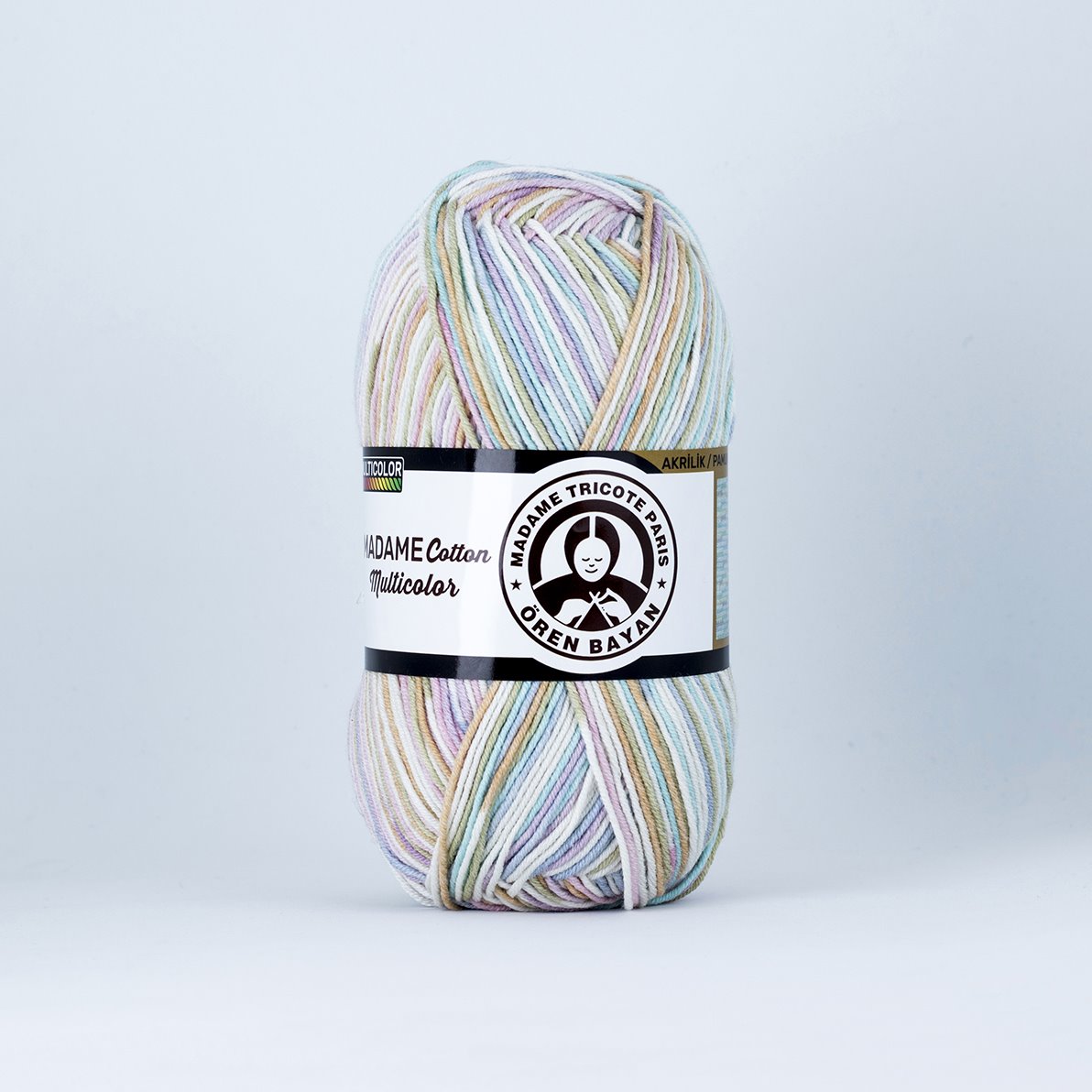 Renkli Pamuk Karışımlı İplik 3x100g – Canlı Desenli Projeler İçin – Madame Cotton Multicolour #447