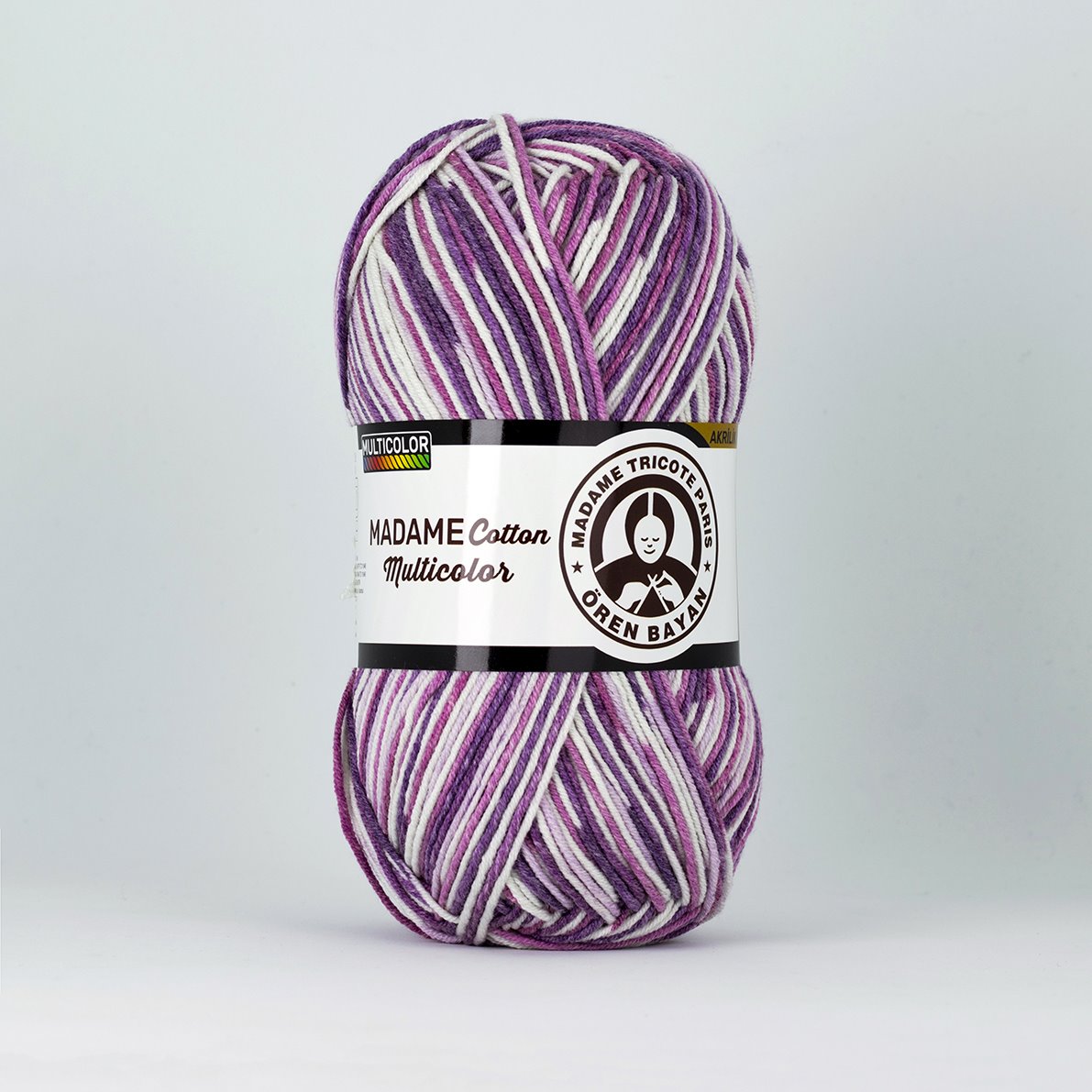 Renkli Pamuk Karışımlı İplik 3x100g – Canlı Desenli Projeler İçin – Madame Cotton Multicolour #444